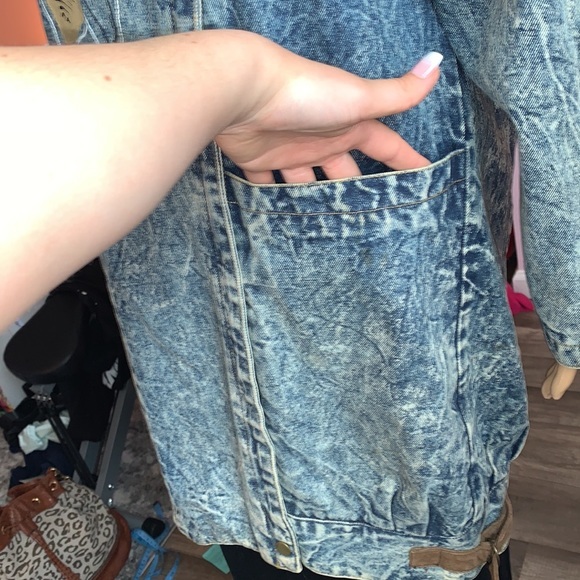 VINTAGE HaVoc long oversized denim/leather coat - Picture 10 of 12